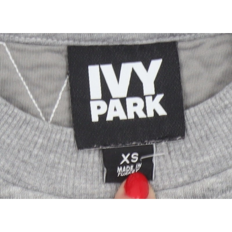 Additional view of Ivy Park Women Grey XS Logo Print Raglan Crew Neck Pullover Sweatshirt