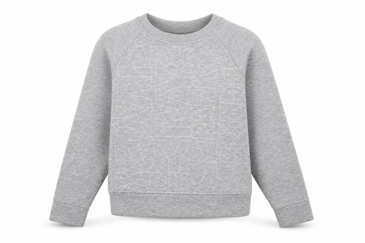 Front view of Ivy Park Women Grey XS Logo Print Raglan Crew Neck Pullover Sweatshirt