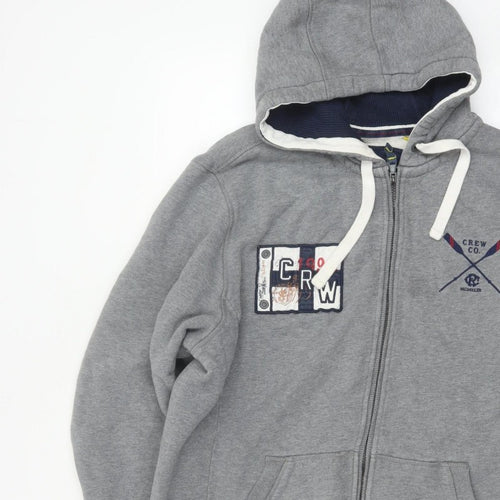 Crew Clothing Co. Men’s Grey XL Full Zip Hooded Fleece Logo Hoodie