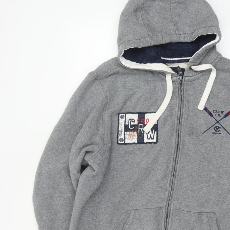 Crew Clothing Co. Men’s Grey XL Full Zip Hooded Fleece Logo Hoodie