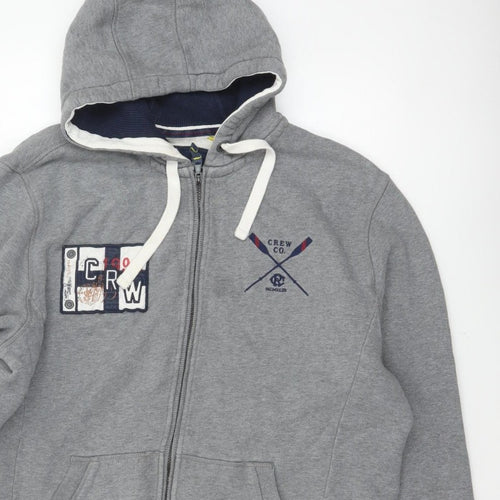 Crew Clothing Co. Men’s Grey XL Full Zip Hooded Fleece Logo Hoodie