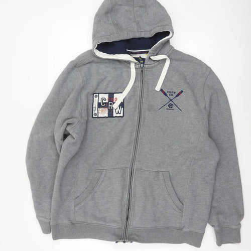Crew Clothing Co. Men’s Grey XL Full Zip Hooded Fleece Logo Hoodie