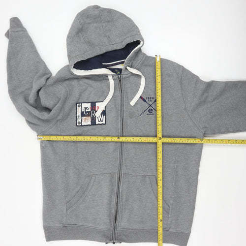 Crew Clothing Co. Men’s Grey XL Full Zip Hooded Fleece Logo Hoodie