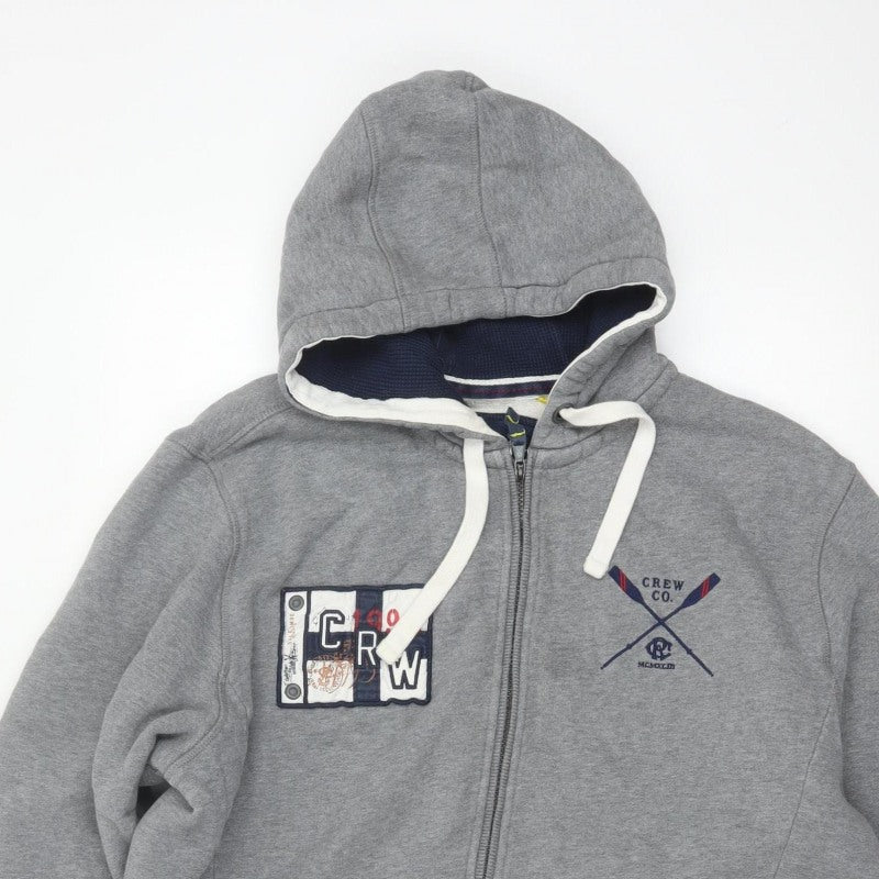 Crew Clothing Co. Men’s Grey XL Full Zip Hooded Fleece Logo Hoodie