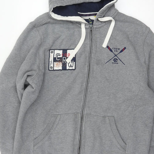 Crew Clothing Co. Men’s Grey XL Full Zip Hooded Fleece Logo Hoodie