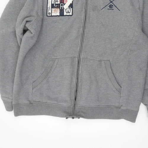 Crew Clothing Co. Men’s Grey XL Full Zip Hooded Fleece Logo Hoodie