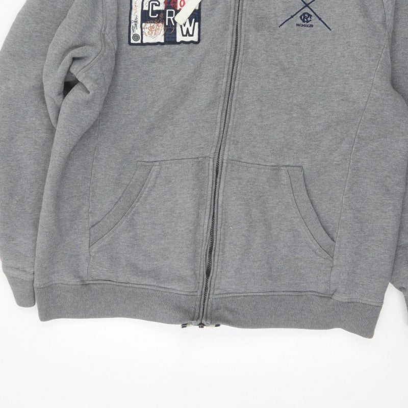 Crew Clothing Co. Men’s Grey XL Full Zip Hooded Fleece Logo Hoodie