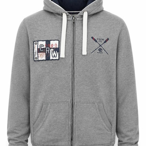 Crew Clothing Co. Men’s Grey XL Full Zip Hooded Fleece Logo Hoodie