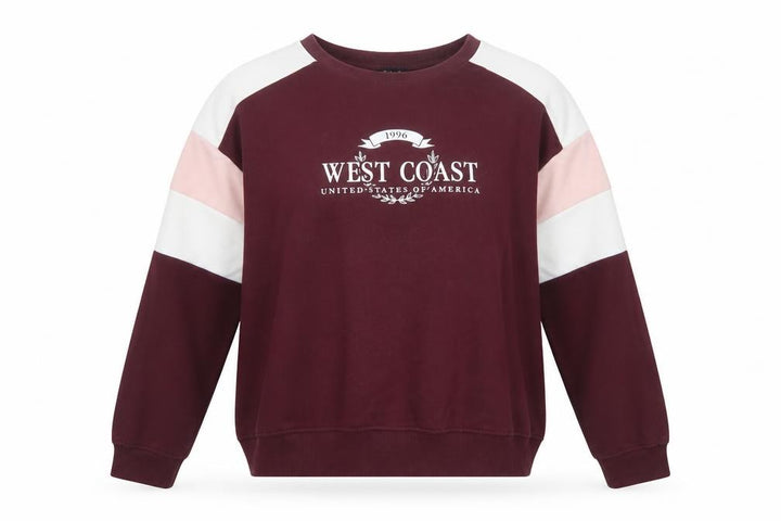 New Look Women’s Red L West Coast Colourblock Crew Neck Sweatshirt