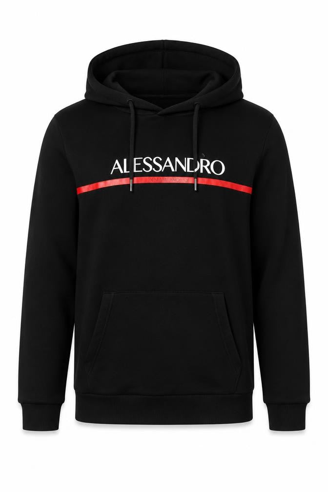 Alessandro Zavetti Men’s Black M Pullover Logo Graphic Hoodie