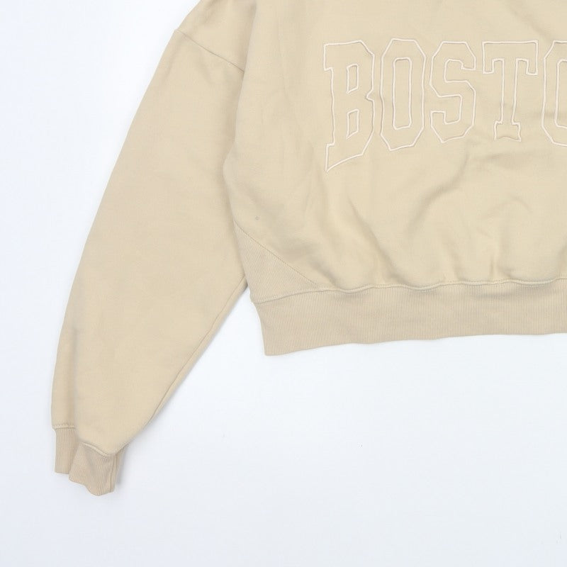 Additional view of Pink Vanilla Women’s Beige L Boston Embroidered Oversized Sweatshirt
