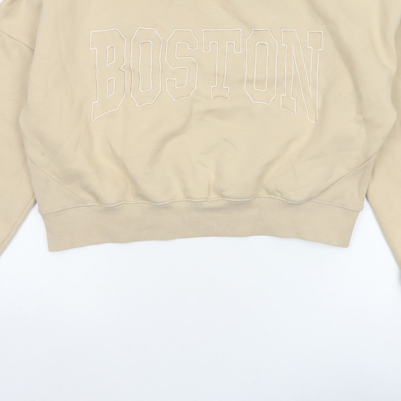 Additional view of Pink Vanilla Women’s Beige L Boston Embroidered Oversized Sweatshirt