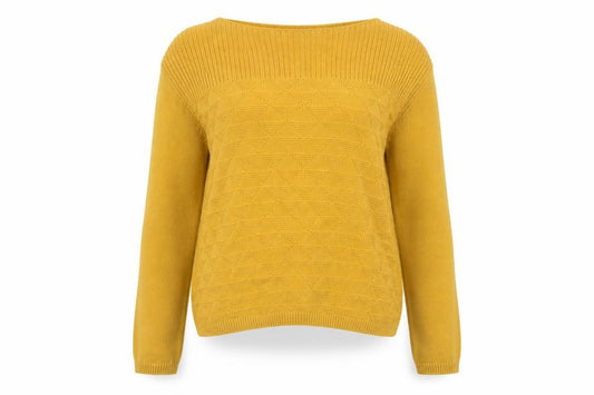 Seasalt Cornwall Women Yellow UK 10 Cotton Geometric Boat Neck Jumper