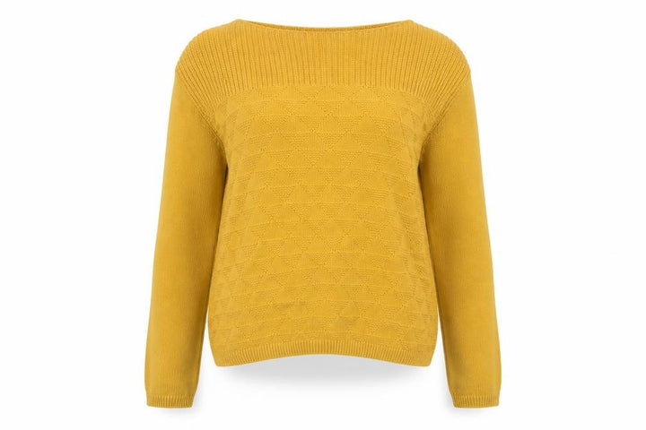 Seasalt Cornwall Women Yellow UK 10 Cotton Geometric Boat Neck Jumper