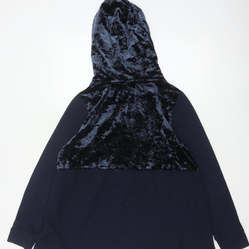 ONLY Women’s Blue M Pullover Hoodie Velvet Panel Long Sleeve