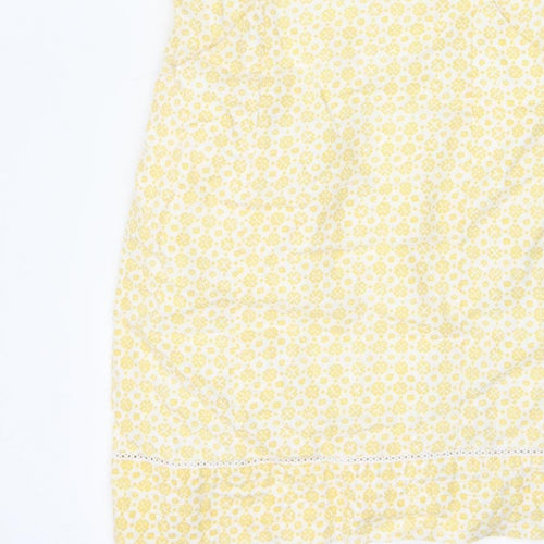 Laura Ashley Women Yellow Floral Linen UK 8 Sleeveless Shift Midi Dress