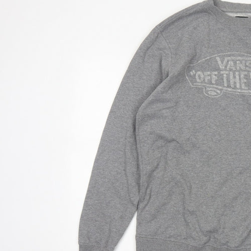 Vans Men’s Grey Small Pullover Crew Neck Logo Sweatshirt Fleece