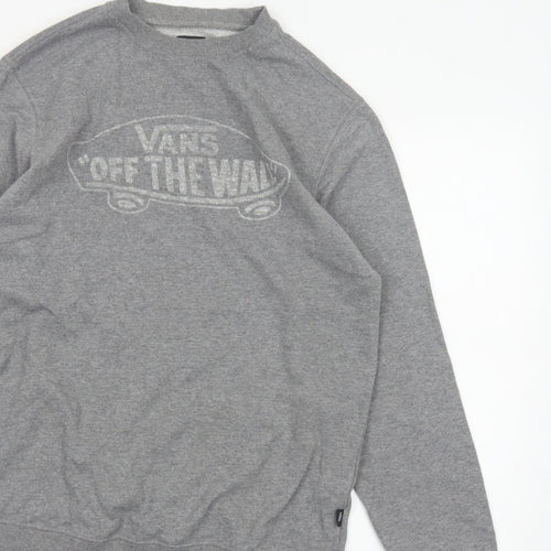 Vans Men’s Grey Small Pullover Crew Neck Logo Sweatshirt Fleece