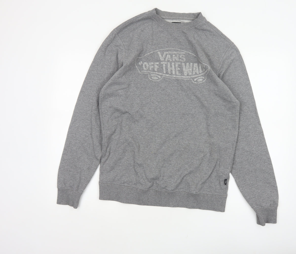 Vans Men’s Grey Small Pullover Crew Neck Logo Sweatshirt Fleece