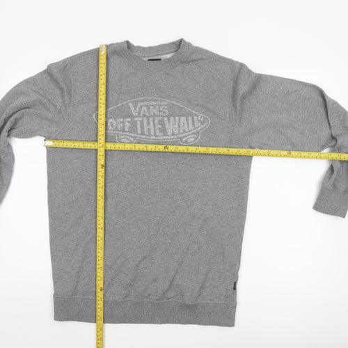 Vans Men’s Grey Small Pullover Crew Neck Logo Sweatshirt Fleece