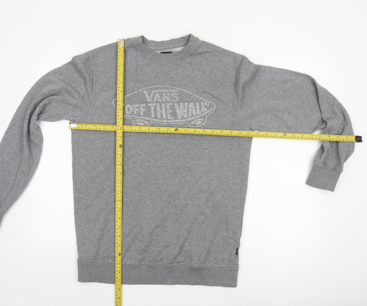 Vans Men’s Grey Small Pullover Crew Neck Logo Sweatshirt Fleece
