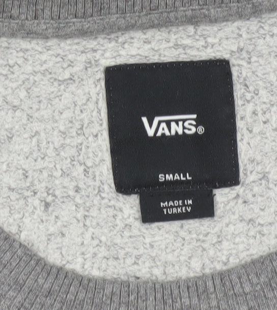 Vans Men’s Grey Small Pullover Crew Neck Logo Sweatshirt Fleece