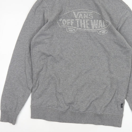Vans Men’s Grey Small Pullover Crew Neck Logo Sweatshirt Fleece