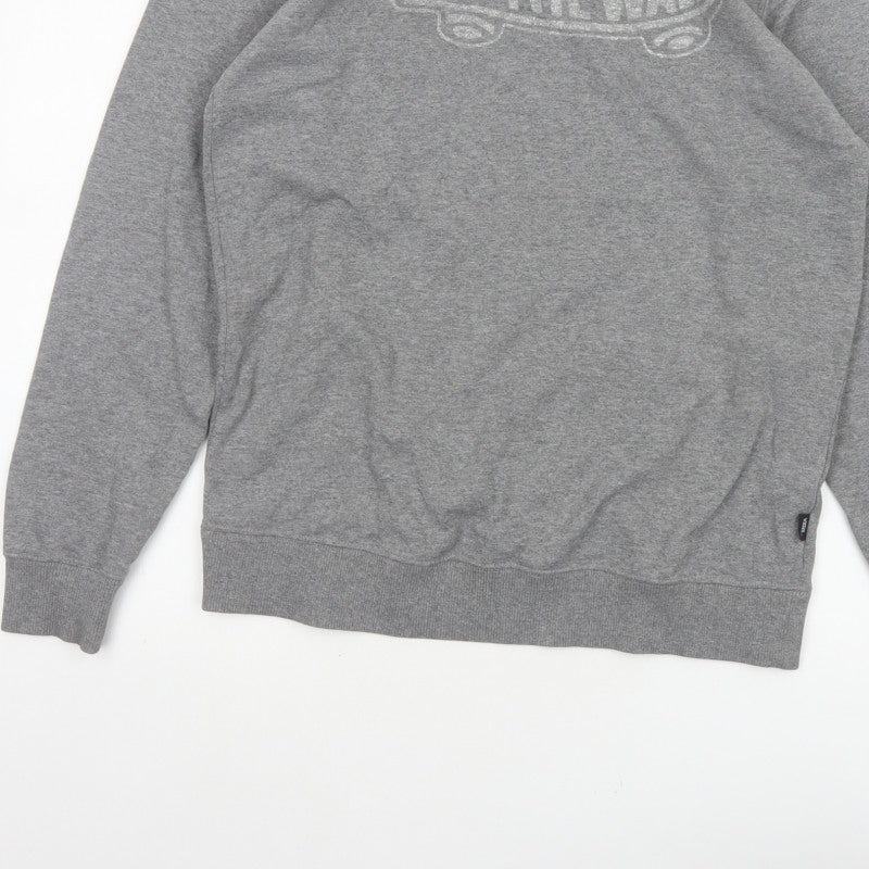 Vans Men’s Grey Small Pullover Crew Neck Logo Sweatshirt Fleece