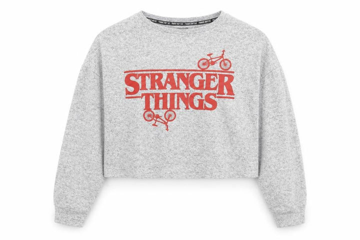 Netflix Women Grey UK 14 Cropped Stranger Things Long Sleeve T-Shirt