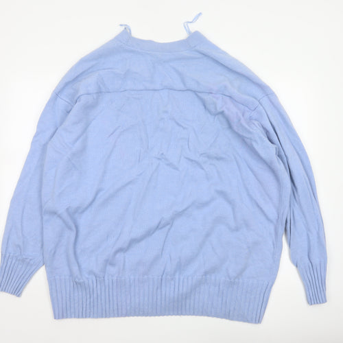 & Other Stories Women Blue L V-Neck Wool Blend Knit Pullover Jumper