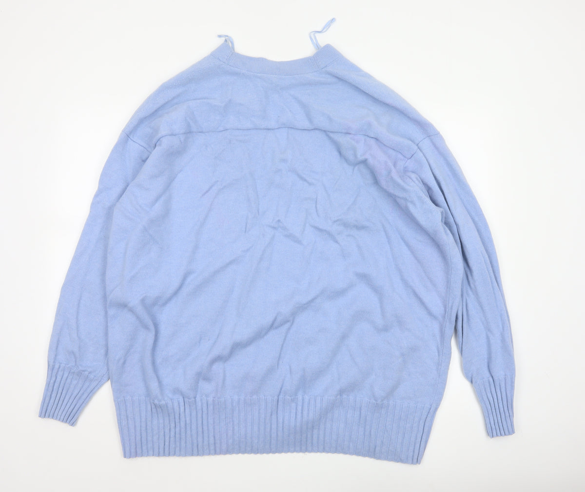 & Other Stories Women Blue L V-Neck Wool Blend Knit Pullover Jumper