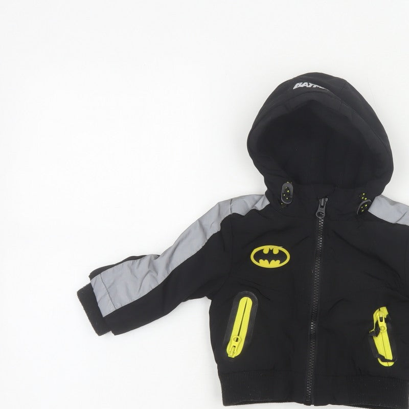 Additional view of Batman boys’ black 3-6 months hooded ski jacket reflective logo