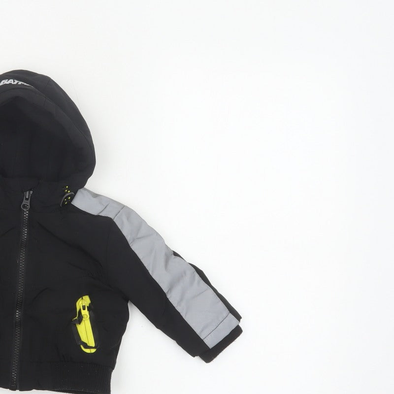 Additional view of Batman boys’ black 3-6 months hooded ski jacket reflective logo