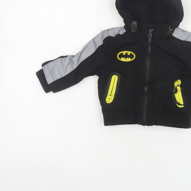 Additional view of Batman boys’ black 3-6 months hooded ski jacket reflective logo