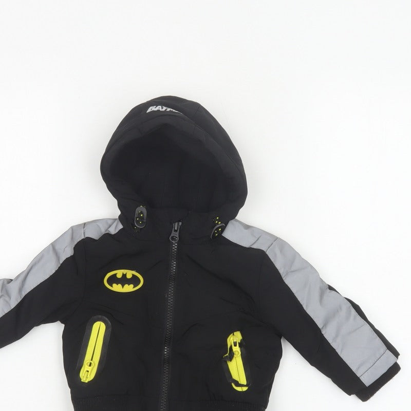 Additional view of Batman boys’ black 3-6 months hooded ski jacket reflective logo