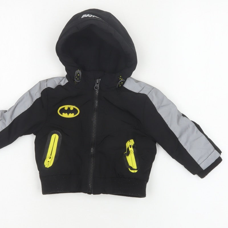 Additional view of Batman boys’ black 3-6 months hooded ski jacket reflective logo