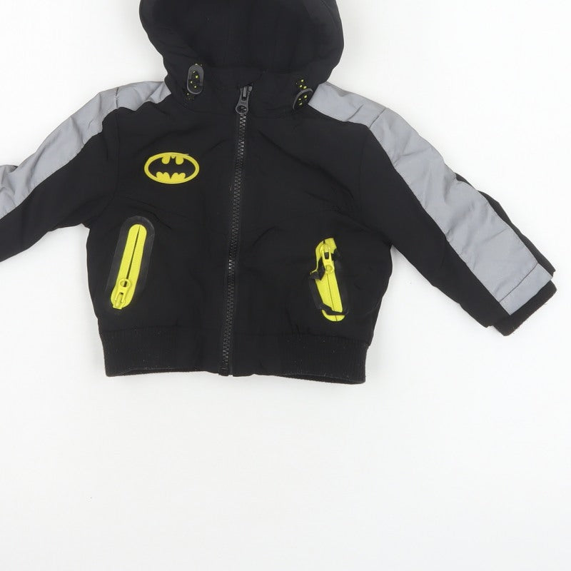 Additional view of Batman boys’ black 3-6 months hooded ski jacket reflective logo