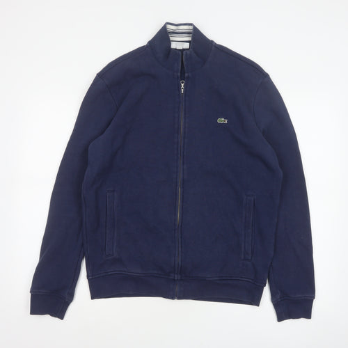 Lacoste Men’s Blue M Bomber Jacket Full Zip Logo Cotton Blend