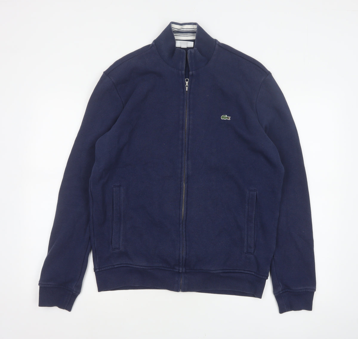 Lacoste Men’s Blue M Bomber Jacket Full Zip Logo Cotton Blend
