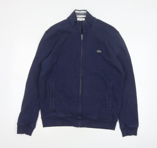Lacoste Men’s Blue M Bomber Jacket Full Zip Logo Cotton Blend