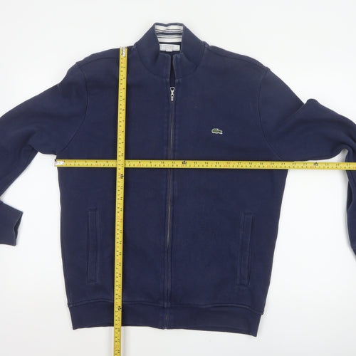 Lacoste Men’s Blue M Bomber Jacket Full Zip Logo Cotton Blend
