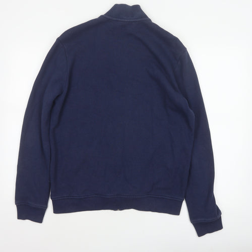 Lacoste Men’s Blue M Bomber Jacket Full Zip Logo Cotton Blend