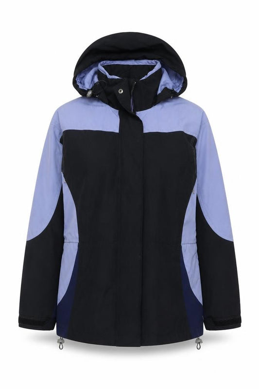 EZI Women’s Black Blue M Ski Jacket Hooded Nylon Full Zip