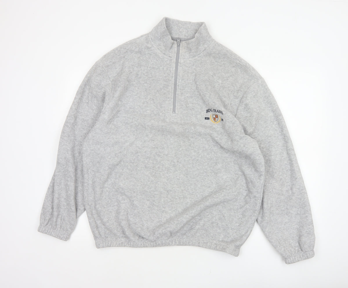 BDG Urban Outfitters Men's Grey M 1/4 Zip Pullover Fleece Sweatshirt