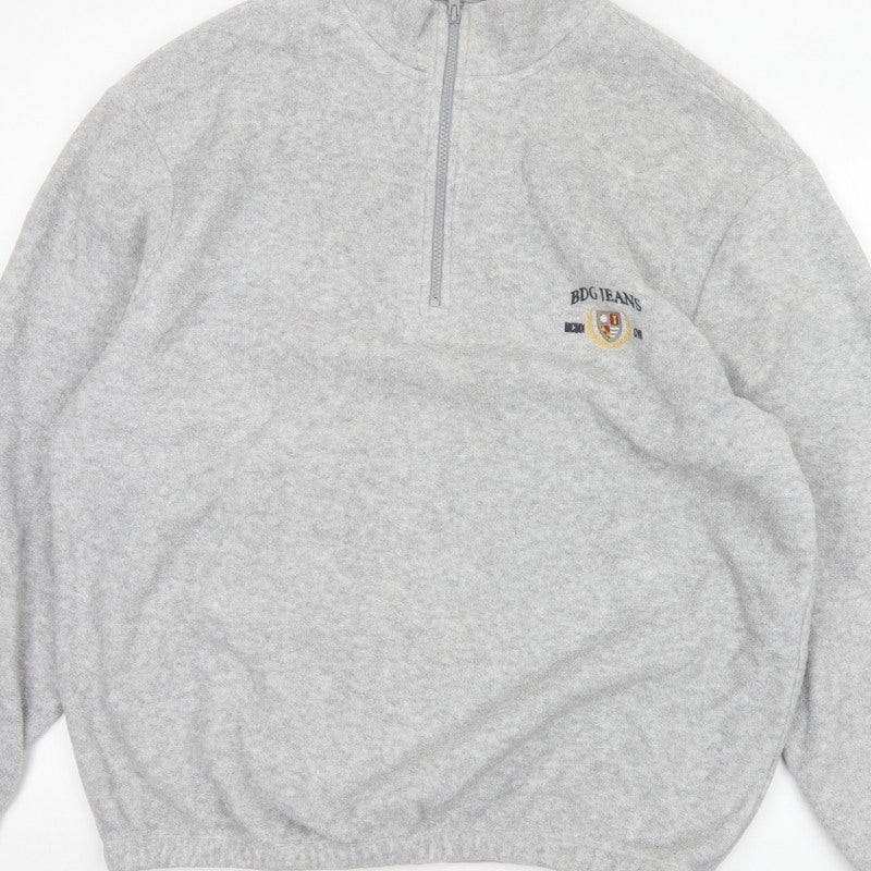 BDG Urban Outfitters Men's Grey M 1/4 Zip Pullover Fleece Sweatshirt