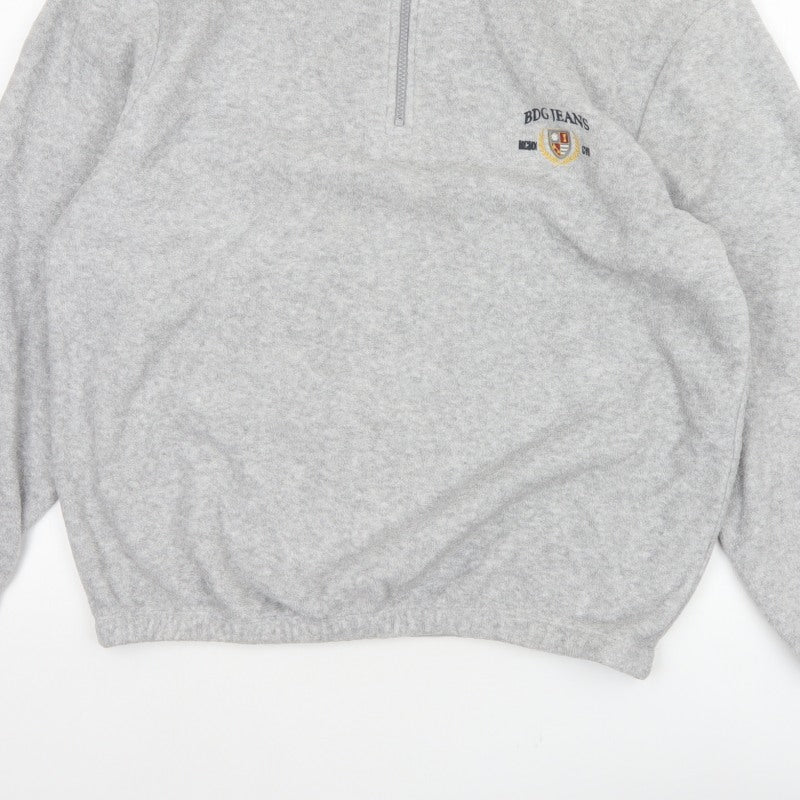 BDG Urban Outfitters Men's Grey M 1/4 Zip Pullover Fleece Sweatshirt