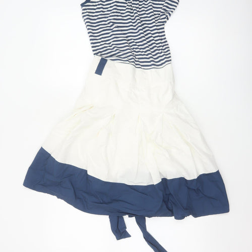 Tom Joule Women Blue White Stripe Fit & Flare Dress UK 10