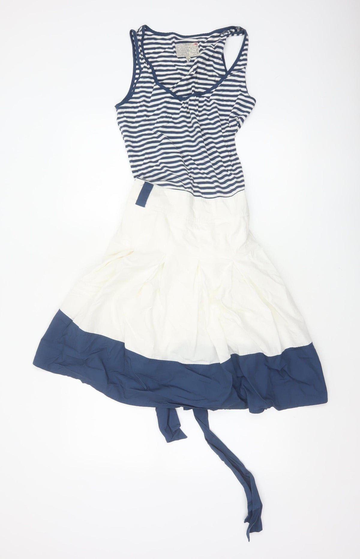 Tom Joule Women Blue White Stripe Fit & Flare Dress UK 10