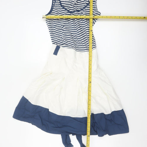 Tom Joule Women Blue White Stripe Fit & Flare Dress UK 10