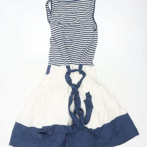 Tom Joule Women Blue White Stripe Fit & Flare Dress UK 10